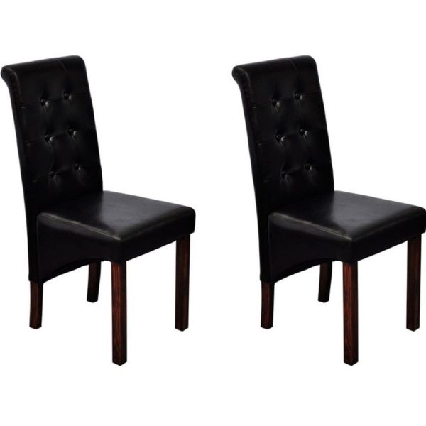 Dining Chairs Faux Leather – Black, 2
