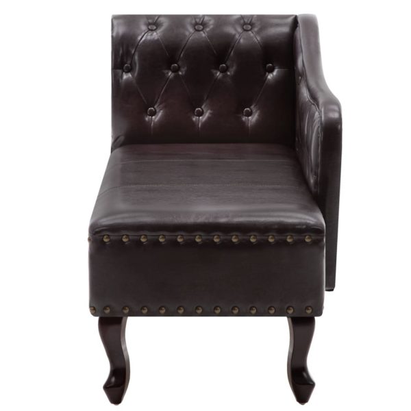 Chaise Longue Faux Leather – Dark Brown