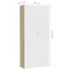 Storage Cabinet 80×35.5×180 cm Engineered Wood – White and Sonoma Oak
