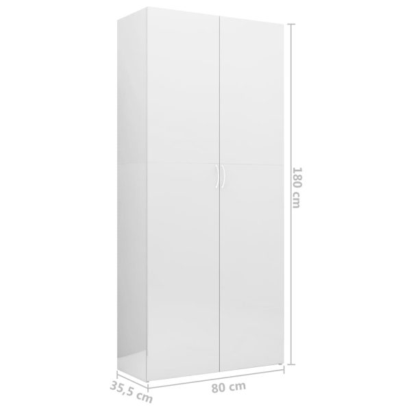 Storage Cabinet 80×35.5×180 cm Engineered Wood – High Gloss White