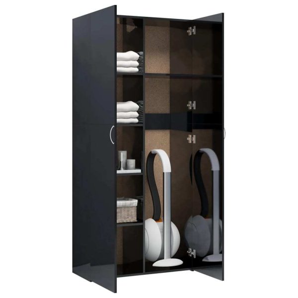 Storage Cabinet 80×35.5×180 cm Engineered Wood – High Gloss Black