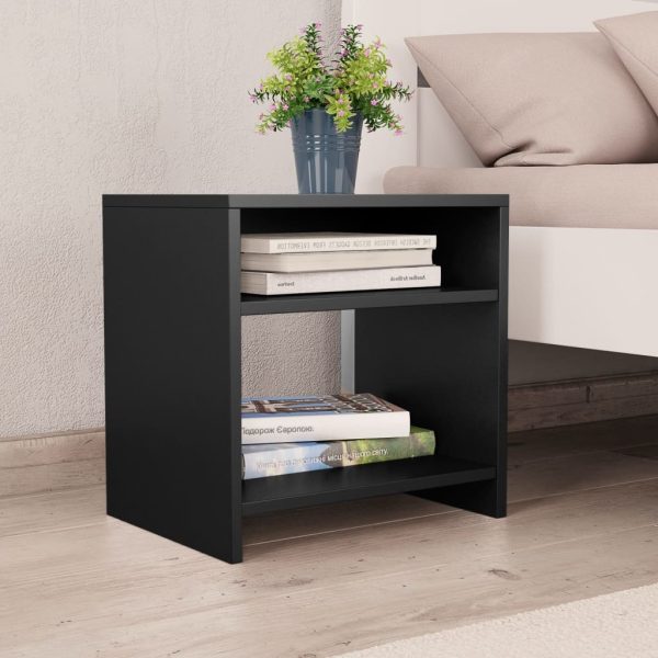 Easton Bedside Cabinet 40x30x40 cm Engineered Wood – Black, 1