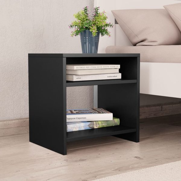 Easton Bedside Cabinet 40x30x40 cm Engineered Wood – Black, 2