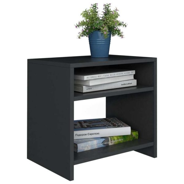 Easton Bedside Cabinet 40x30x40 cm Engineered Wood – Black, 2