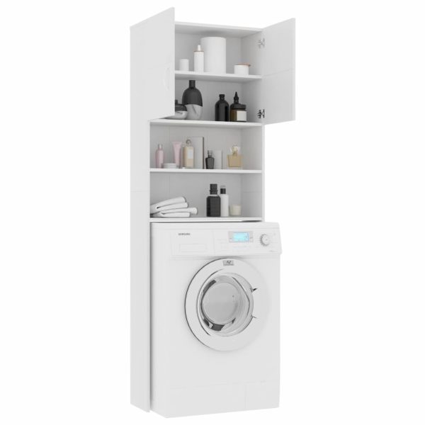 Washing Machine Cabinet 64×25.5×190 cm Engineered Wood – White