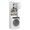Washing Machine Cabinet 64×25.5×190 cm Engineered Wood – High Gloss White