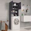 Washing Machine Cabinet 64×25.5×190 cm Engineered Wood – High Gloss Grey