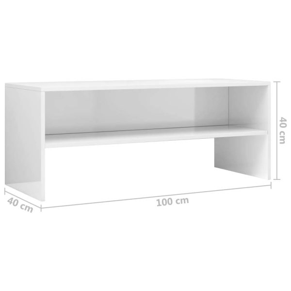 Broxbourne TV Cabinet 100x40x40 cm Engineered Wood – High Gloss White