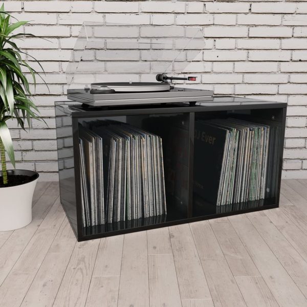 Vinyl Storage Box 71x34x36 cm Engineered Wood – High Gloss Black