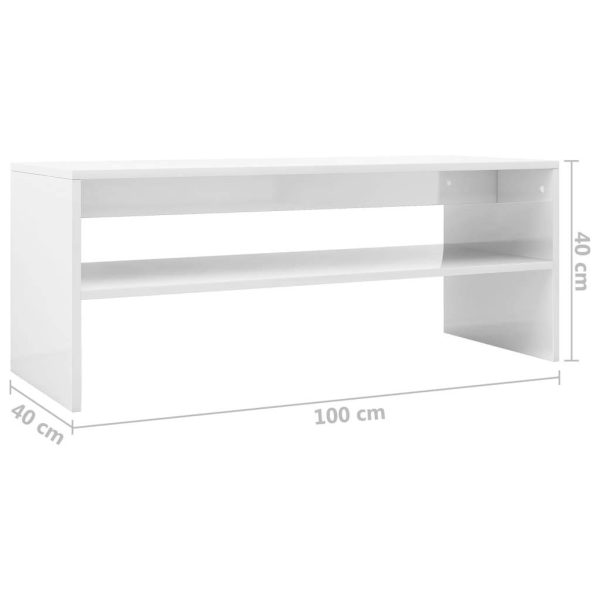 Coffee Table 100x40x40 cm Engineered Wood – High Gloss White