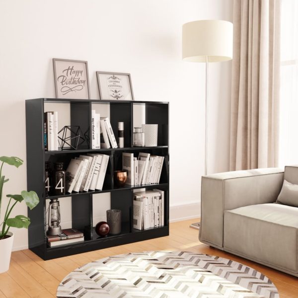 Book Cabinet 97.5×29.5×100 cm Engineered Wood – High Gloss Black