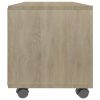 Tarpon TV Cabinet with Castors 90x35x35 cm Engineered Wood – White and Sonoma Oak