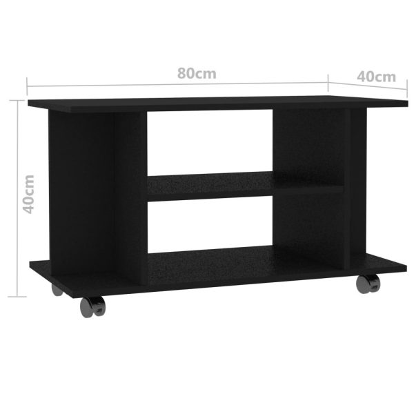 Bowling TV Cabinet with Castors 80x40x40 cm Engineered Wood – Black