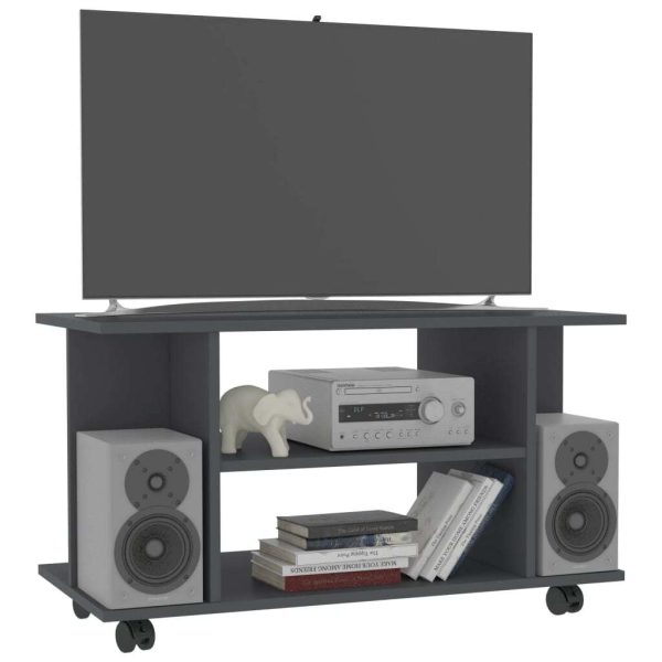 Bowling TV Cabinet with Castors 80x40x40 cm Engineered Wood – Grey