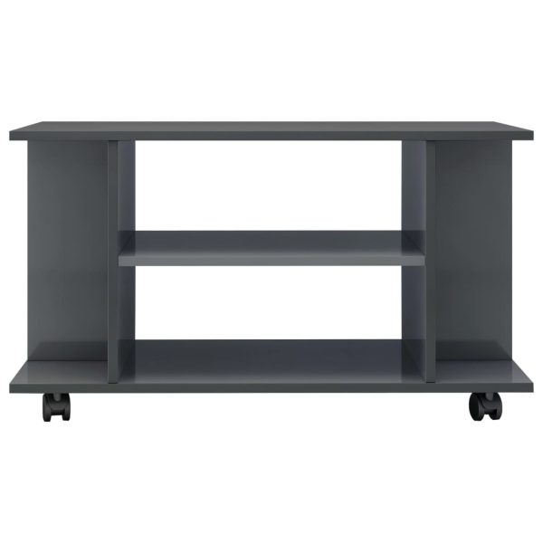 Bowling TV Cabinet with Castors 80x40x40 cm Engineered Wood – High Gloss Grey