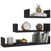 Wall Display Shelf 3 pcs Engineered Wood – Black