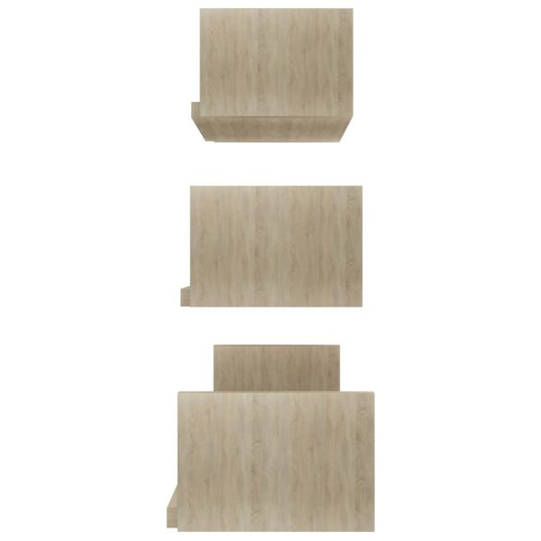Wall Display Shelf 3 pcs Engineered Wood – Sonoma oak