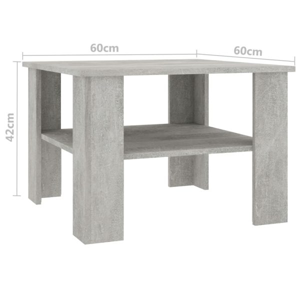 Coffee Table 60x60x42 cm Engineered Wood – Concrete Grey