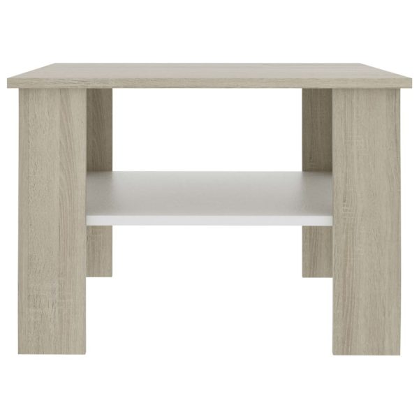 Coffee Table 60x60x42 cm Engineered Wood – White and Sonoma Oak