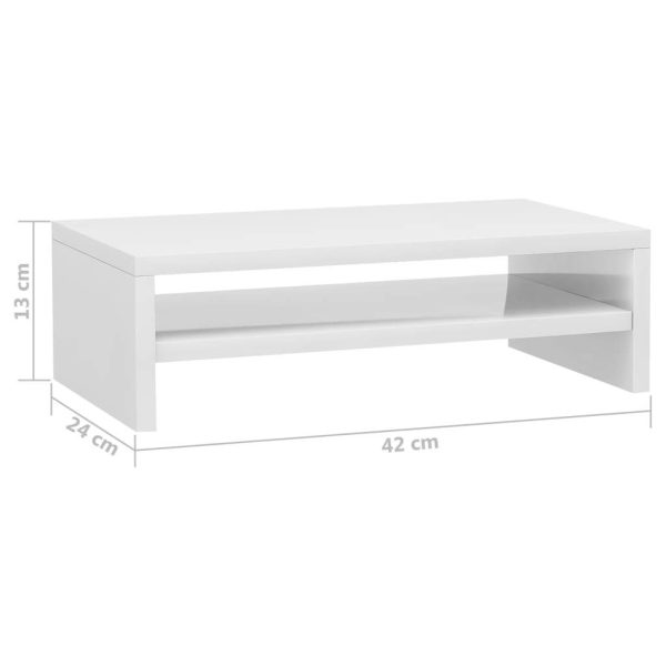 Odenton Monitor Stand 42x24x13 cm Engineered Wood – High Gloss White