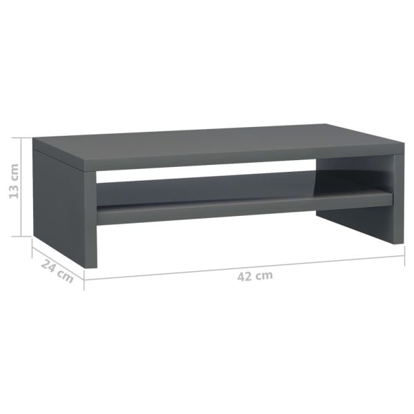 Odenton Monitor Stand 42x24x13 cm Engineered Wood – High Gloss Grey