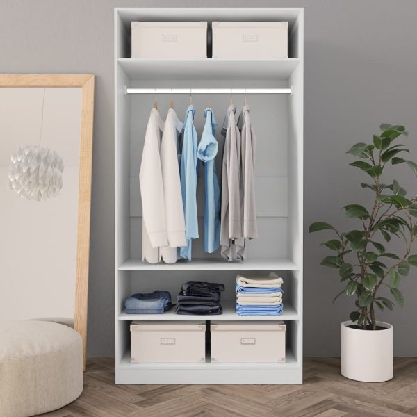 Wardrobe Engineered Wood – 100x50x200 cm, White