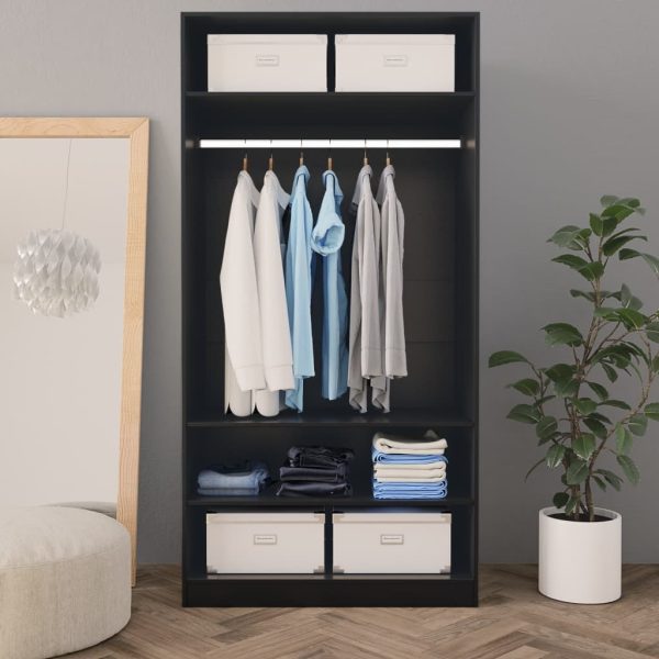 Wardrobe Engineered Wood – 100x50x200 cm, Black