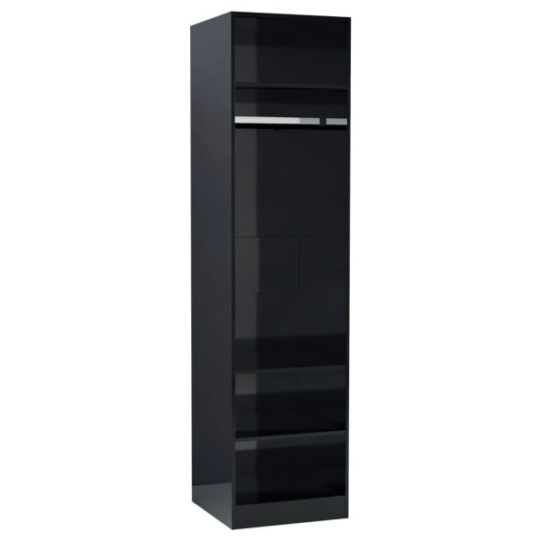 Wardrobe Engineered Wood – 50x50x200 cm, High Gloss Black