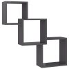 Cube Wall Shelves 68x15x68 cm Engineered Wood – High Gloss Grey