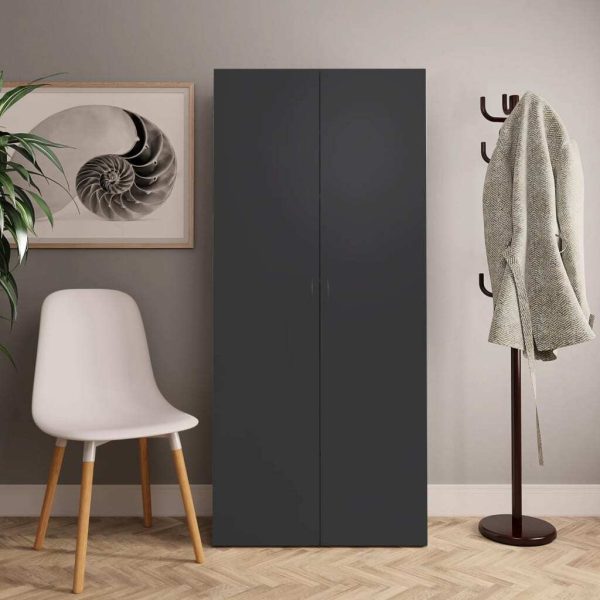 Shoe Cabinet 80×35.5×180 cm Engineered Wood – Grey