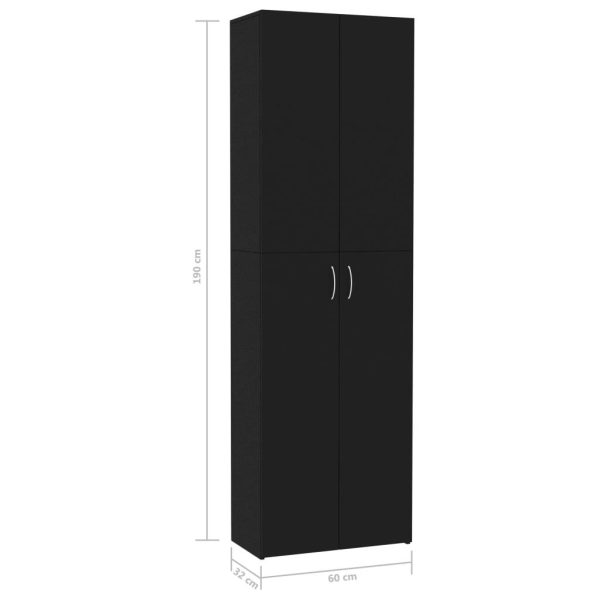 Office Cabinet 60x32x190 cm Engineered Wood – Black