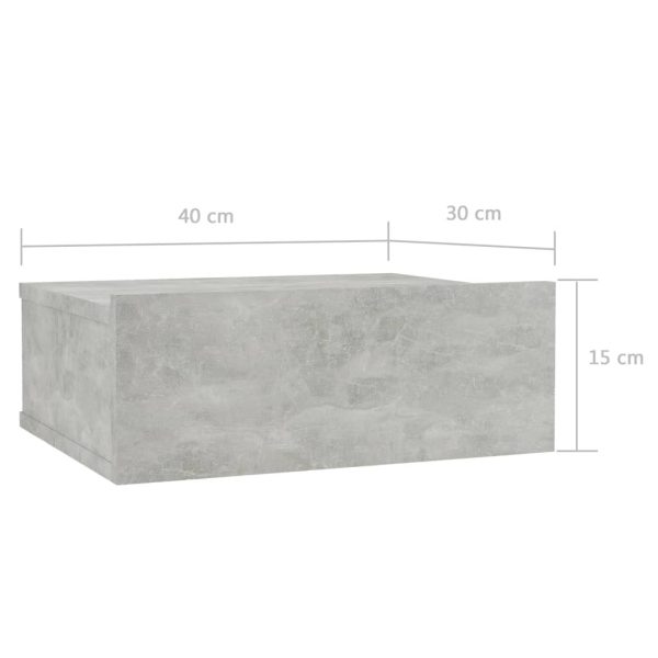Danbury Floating Nightstand 40x30x15 cm Engineered Wood – Concrete Grey, 1