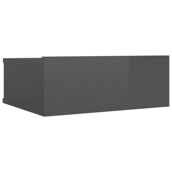 Danbury Floating Nightstand 40x30x15 cm Engineered Wood – High Gloss Grey, 1