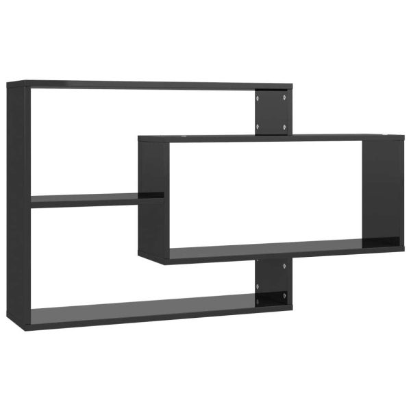 Wall Shelves 104x20x58.5 cm Engineered Wood – High Gloss Black