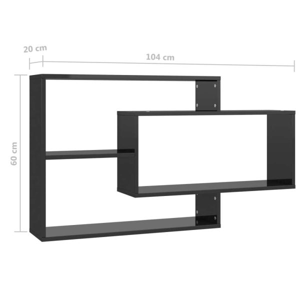 Wall Shelves 104x20x58.5 cm Engineered Wood – High Gloss Black