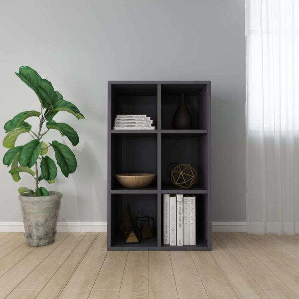 Book Cabinet/Sideboard 66x30x97.8 cm Engineered Wood – High Gloss Grey
