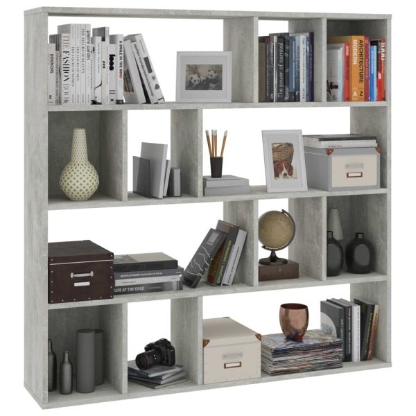 Kilgra Room Divider/Book Cabinet 110x24x110 cm Engineered Wood – Concrete Grey