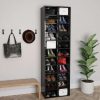 Shoe Cabinet 54x34x183 cm Engineered Wood – High Gloss Black