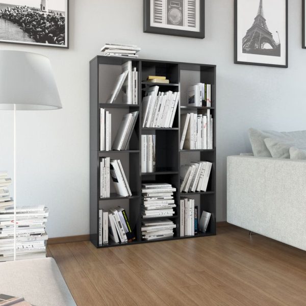 Warnes Room Divider/Book Cabinet 100x24x140 cm Engineered Wood – High Gloss Black