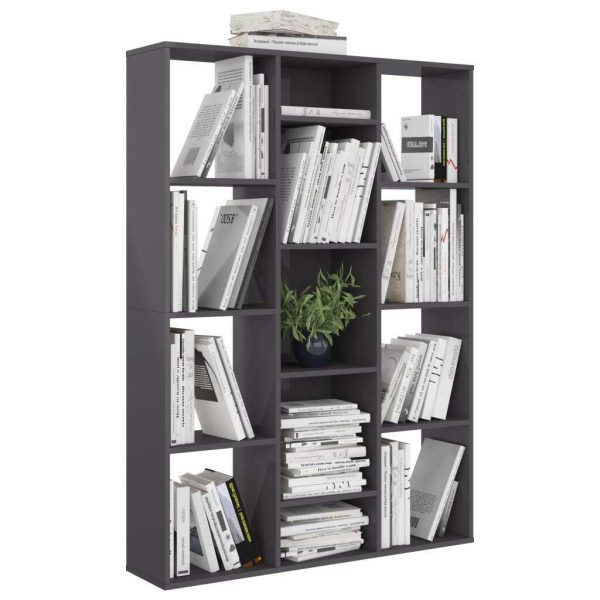 Warnes Room Divider/Book Cabinet 100x24x140 cm Engineered Wood – High Gloss Grey