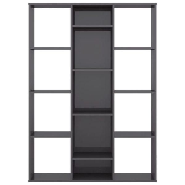 Warnes Room Divider/Book Cabinet 100x24x140 cm Engineered Wood – High Gloss Grey