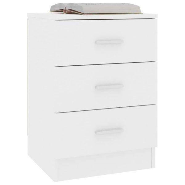 Sleaford Bedside Cabinet 38x35x56 cm Engineered Wood – White, 2