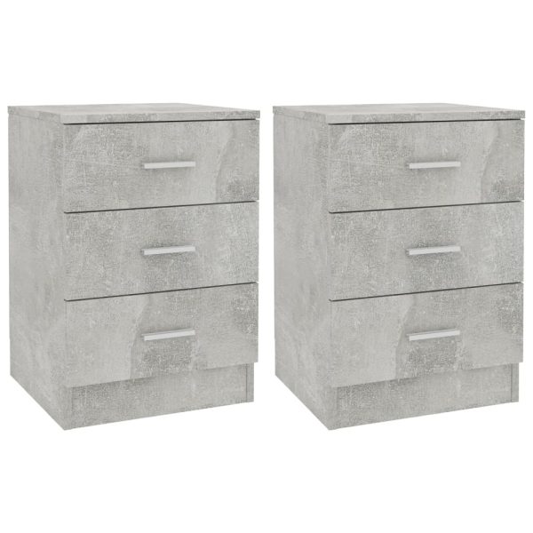 Sleaford Bedside Cabinet 38x35x56 cm Engineered Wood – Concrete Grey, 2