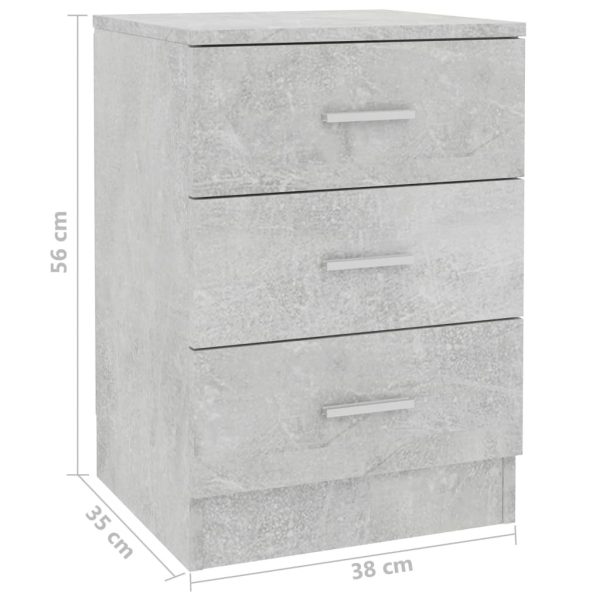 Sleaford Bedside Cabinet 38x35x56 cm Engineered Wood – Concrete Grey, 2