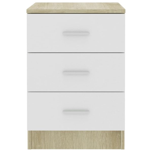 Sleaford Bedside Cabinet 38x35x56 cm Engineered Wood – White and Sonoma Oak, 2