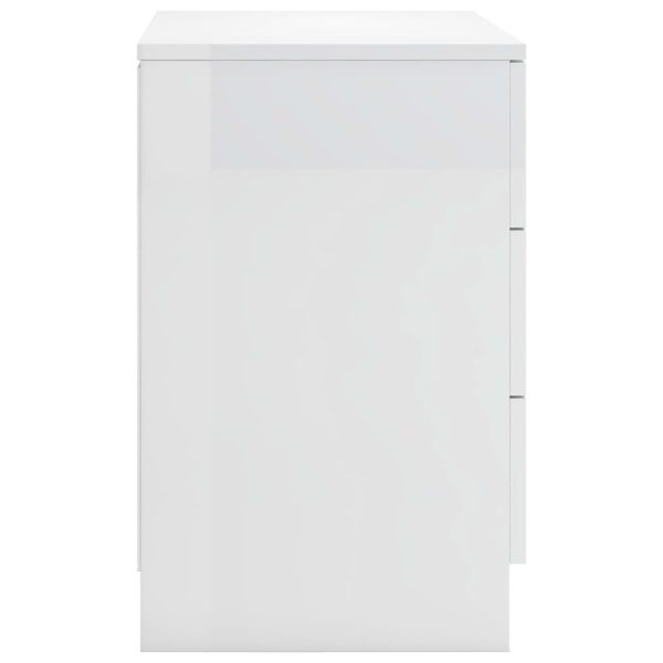 Sleaford Bedside Cabinet 38x35x56 cm Engineered Wood – High Gloss White, 1