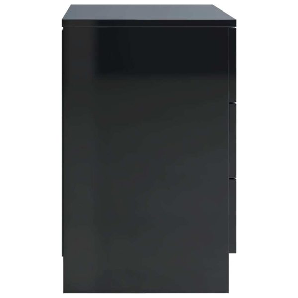 Sleaford Bedside Cabinet 38x35x56 cm Engineered Wood – High Gloss Black, 2