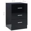Sleaford Bedside Cabinet 38x35x56 cm Engineered Wood – High Gloss Black, 2