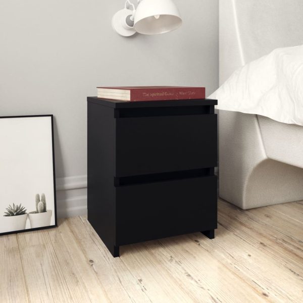 Bluefield Bedside Cabinet 30x30x40 cm Engineered Wood – Black, 2