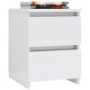 Bluefield Bedside Cabinet 30x30x40 cm Engineered Wood – High Gloss White, 2